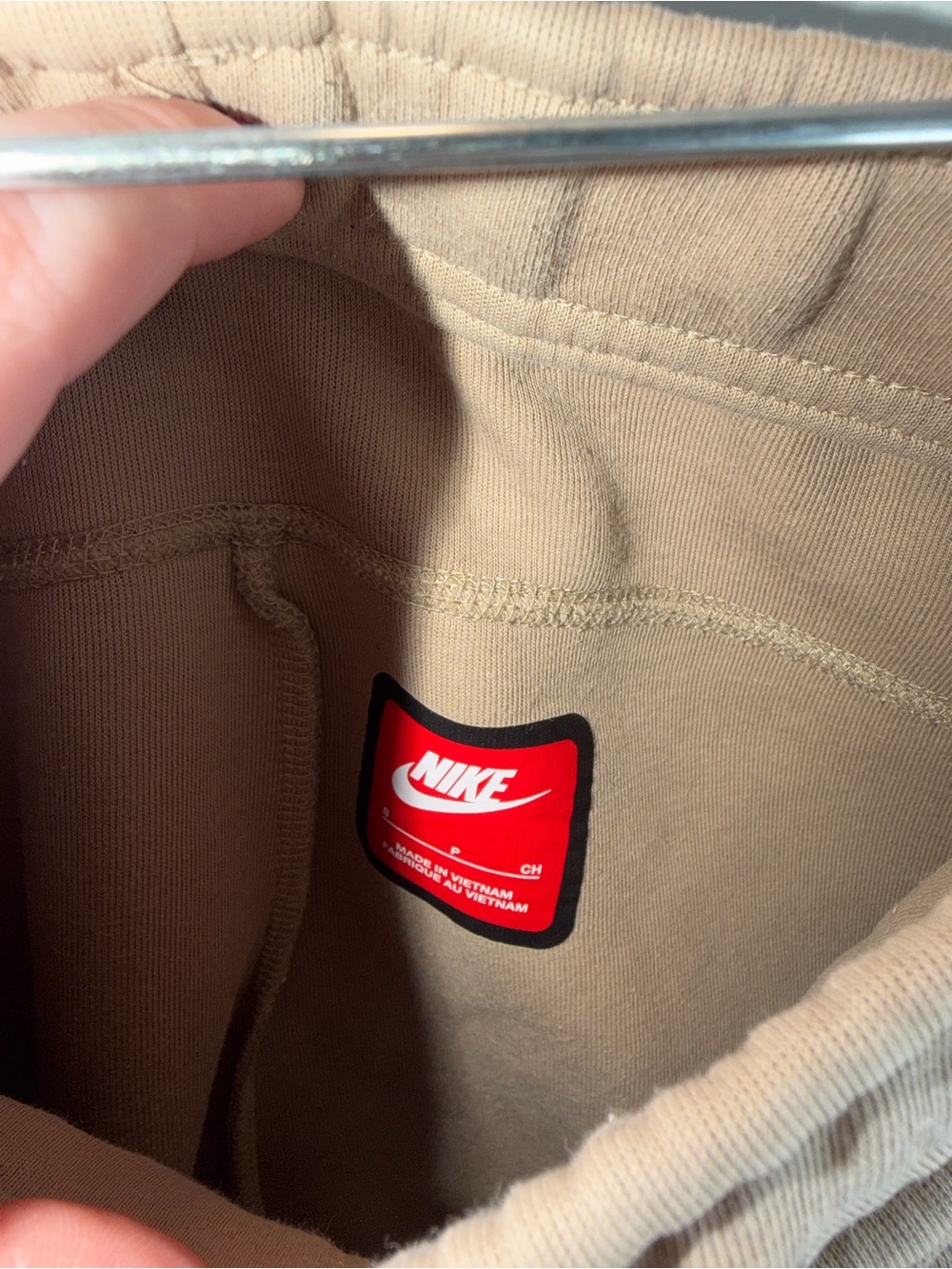 Nike Tan Sweatpants with Red Logo Patch - Picture 3 of 4